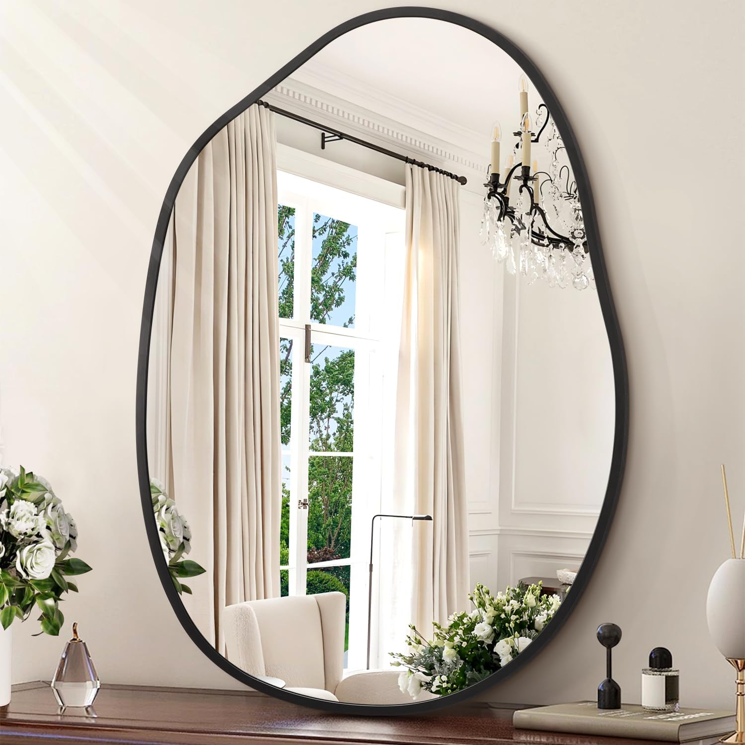 Irregular Metal Framed Wall Rectangular Mirror
