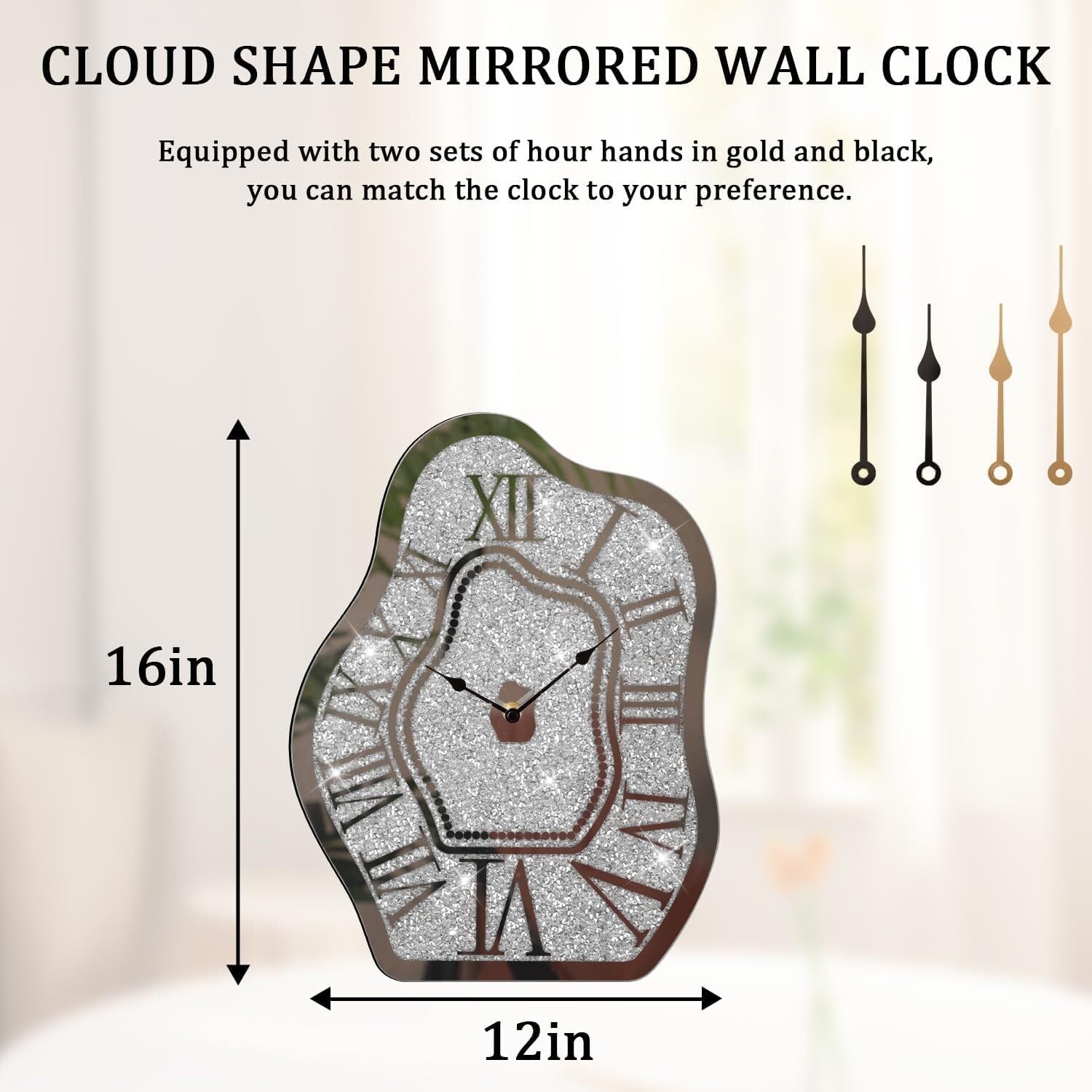 Crushed Diamond Mirrored Wall Clock