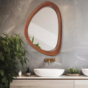 Black Walnut Irregular Wall Mirror, 30 * 20 inch Asymmetrical Wood