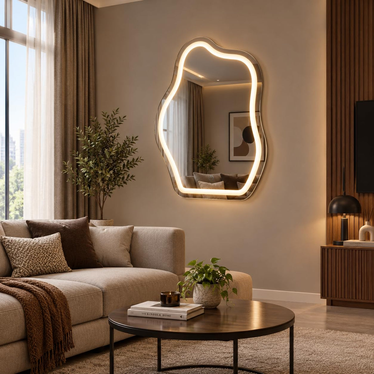 Irregular LED Capsule Wall Mirror  Frontlite