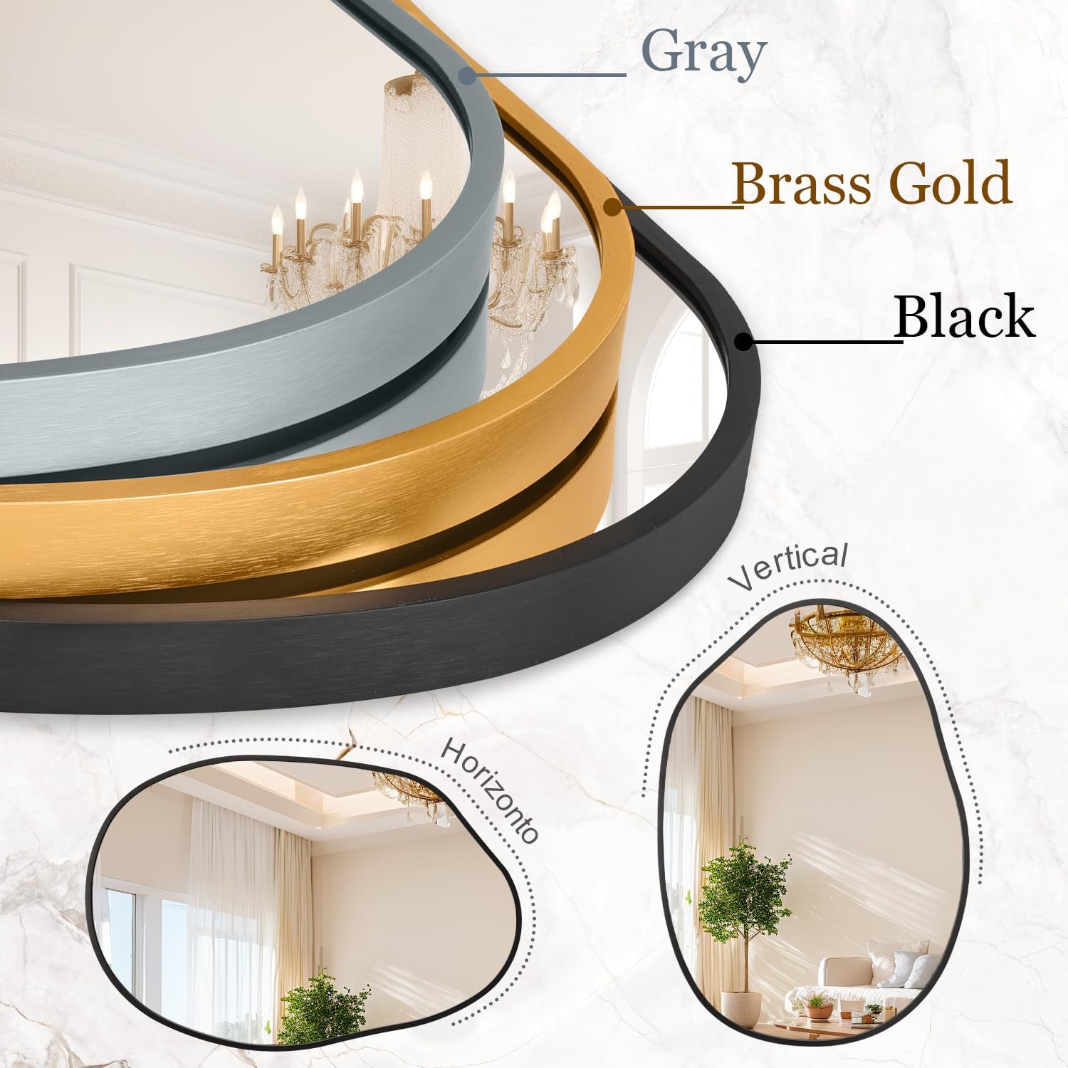 Irregular Metal Framed Wall Rectangular Mirror
