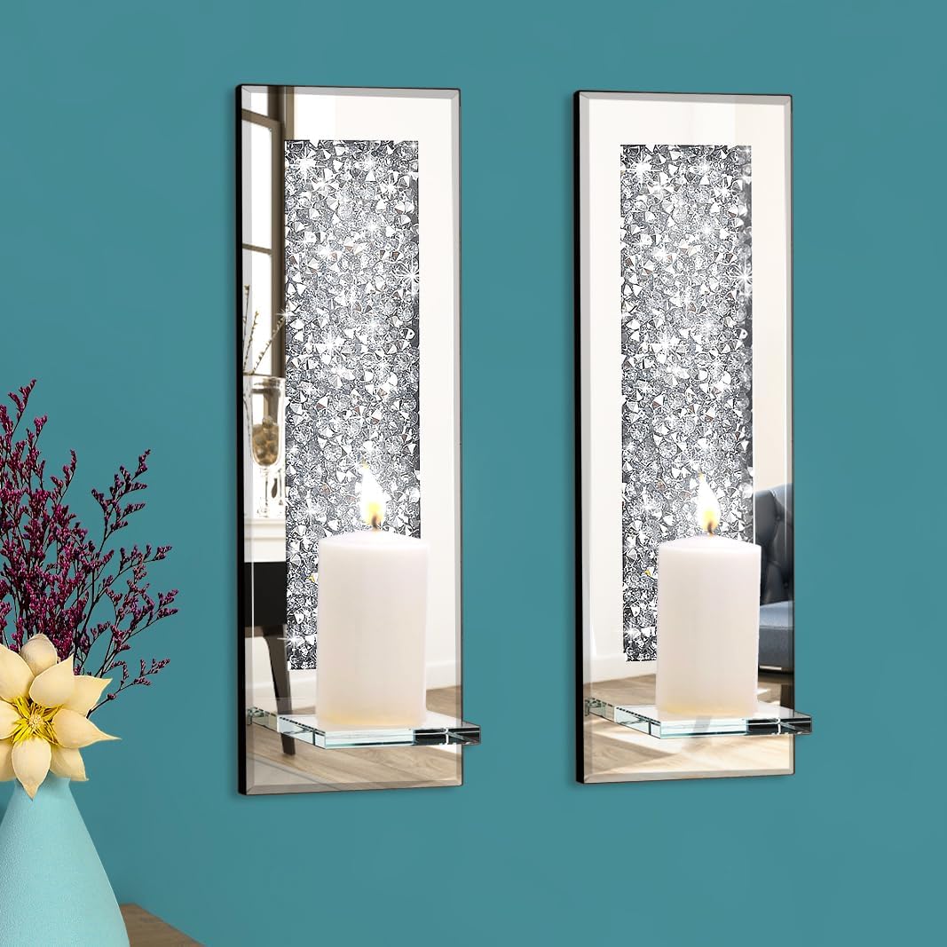 Crystal Crush Diamond Wall Candle Holder Set of 2