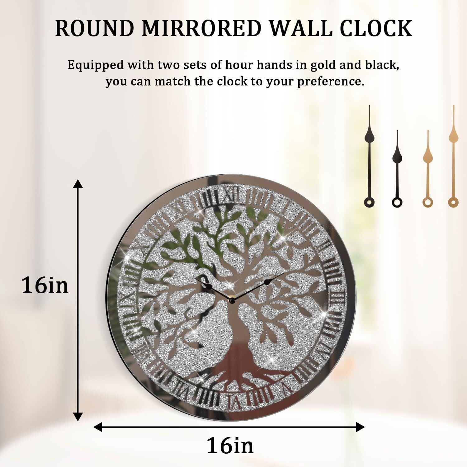 Crushed Diamond Mirrored Wall Clock
