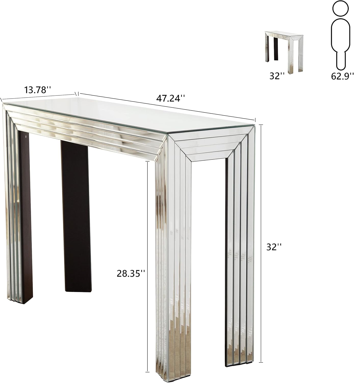 Line Design Mirror Console Table