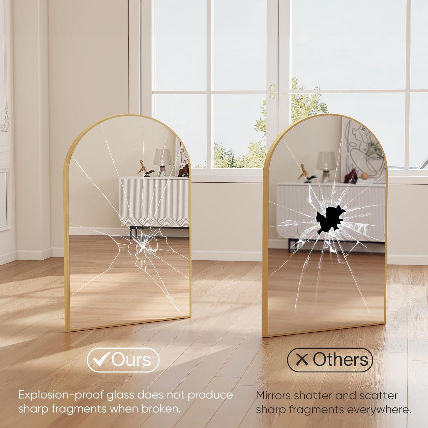Metal Black Framed Wall Arch Mirror