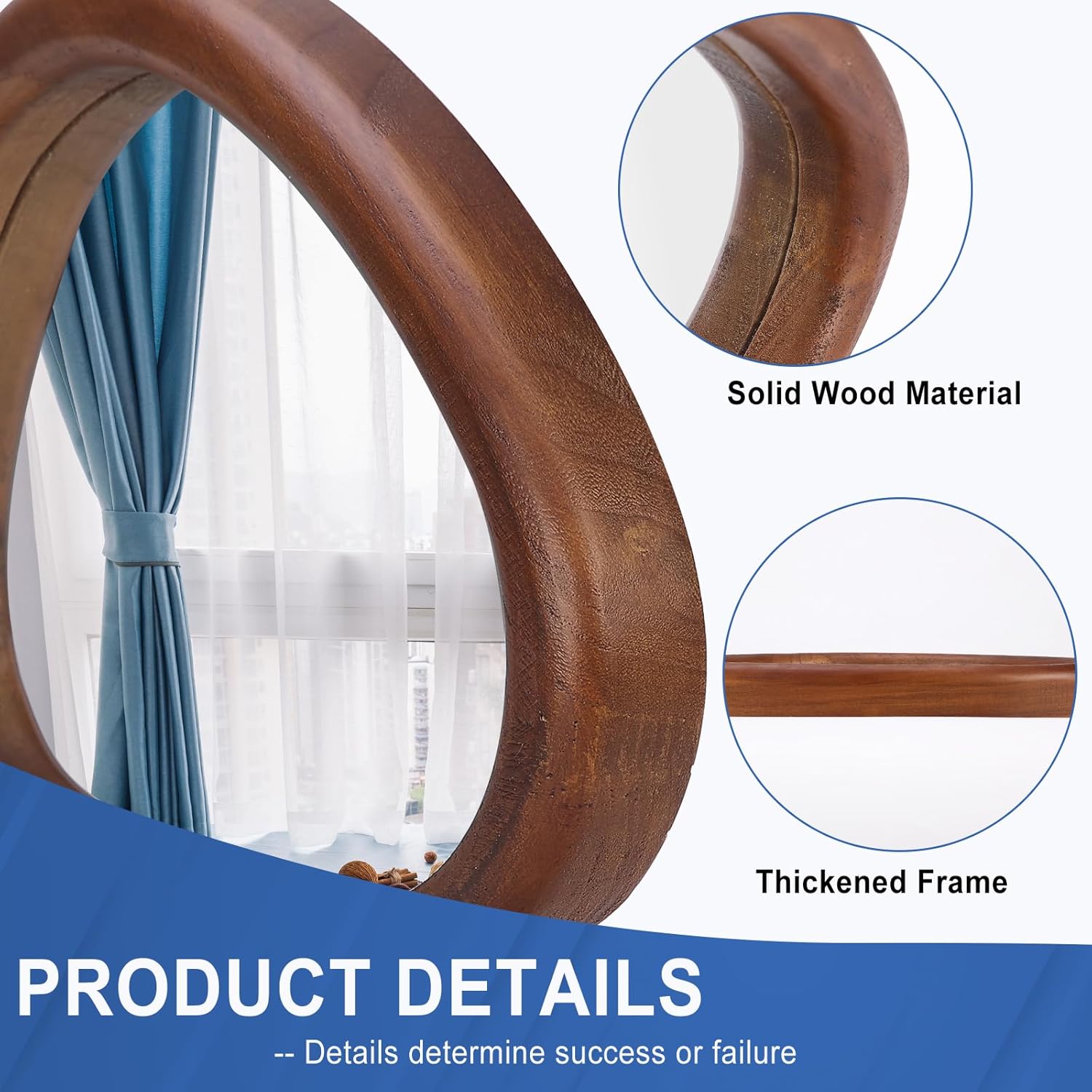 Black Walnut Irregular Wall Mirror, 30 * 20 inch Asymmetrical Wood