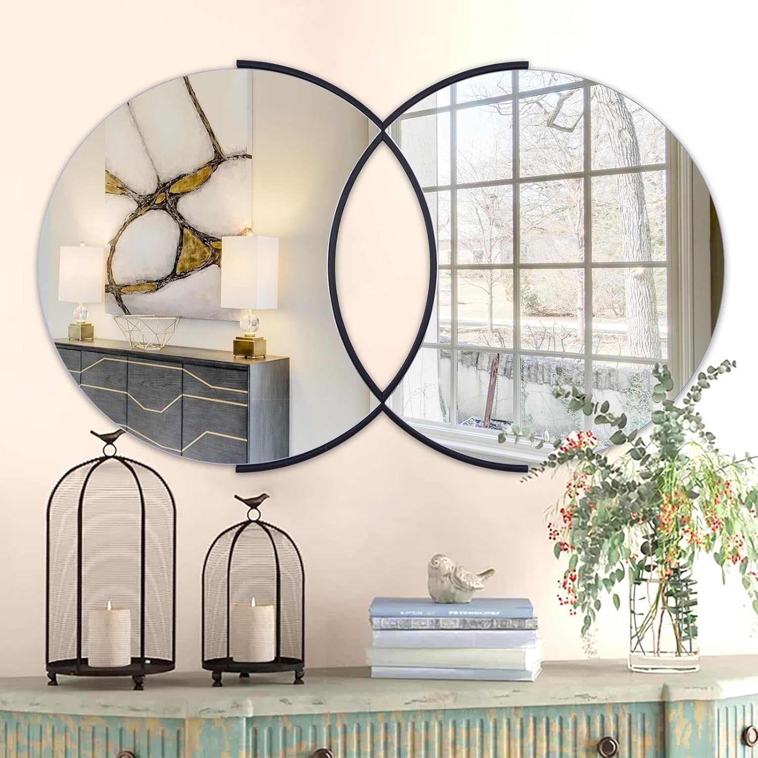 Decorative Mirror for Living Room, 24" x 40" Black