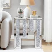 Mirrored Accent End Table, Crushed Diamond