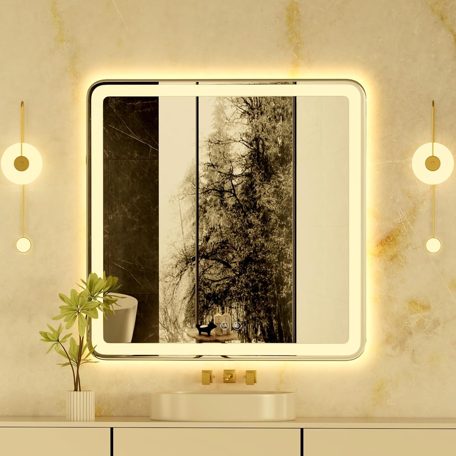 LED Mirror Sqaure Anti-Fog Frontlite Wall Mirror