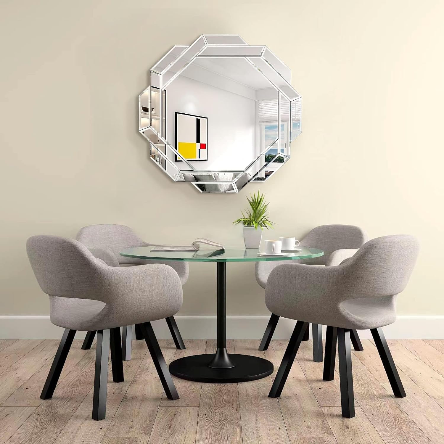 Hexa Design Round Decorative Mirror