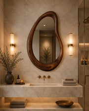 Irregular Wall Mirror for Bathroom Shagwan Solid Wood