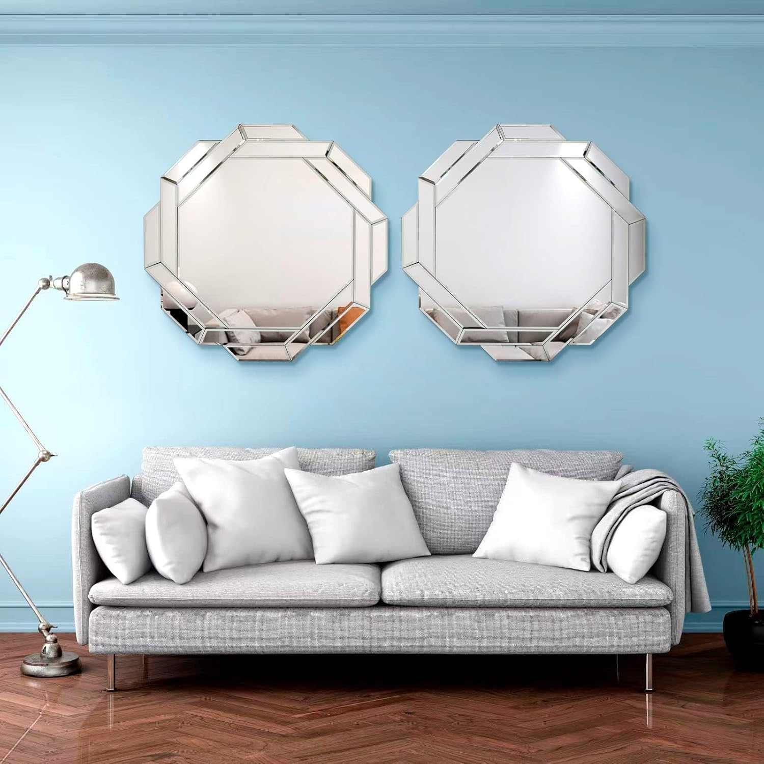 Hexa Design Round Decorative Mirror