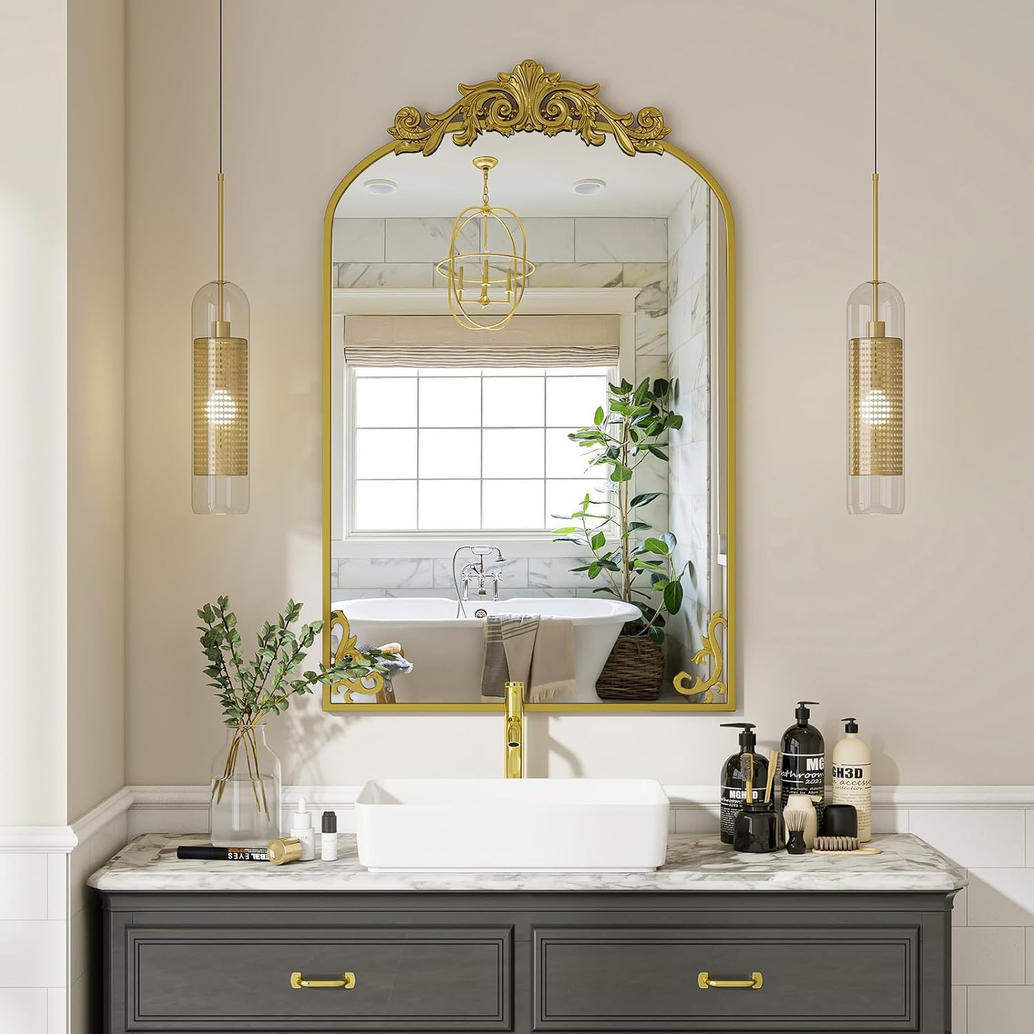 Antique Wood Vintage Mirror, 24x36