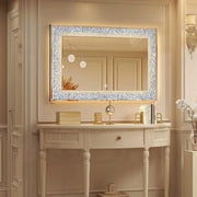 LED Diamond Crush Crystal Rectangular Frontlite Wall Mirror