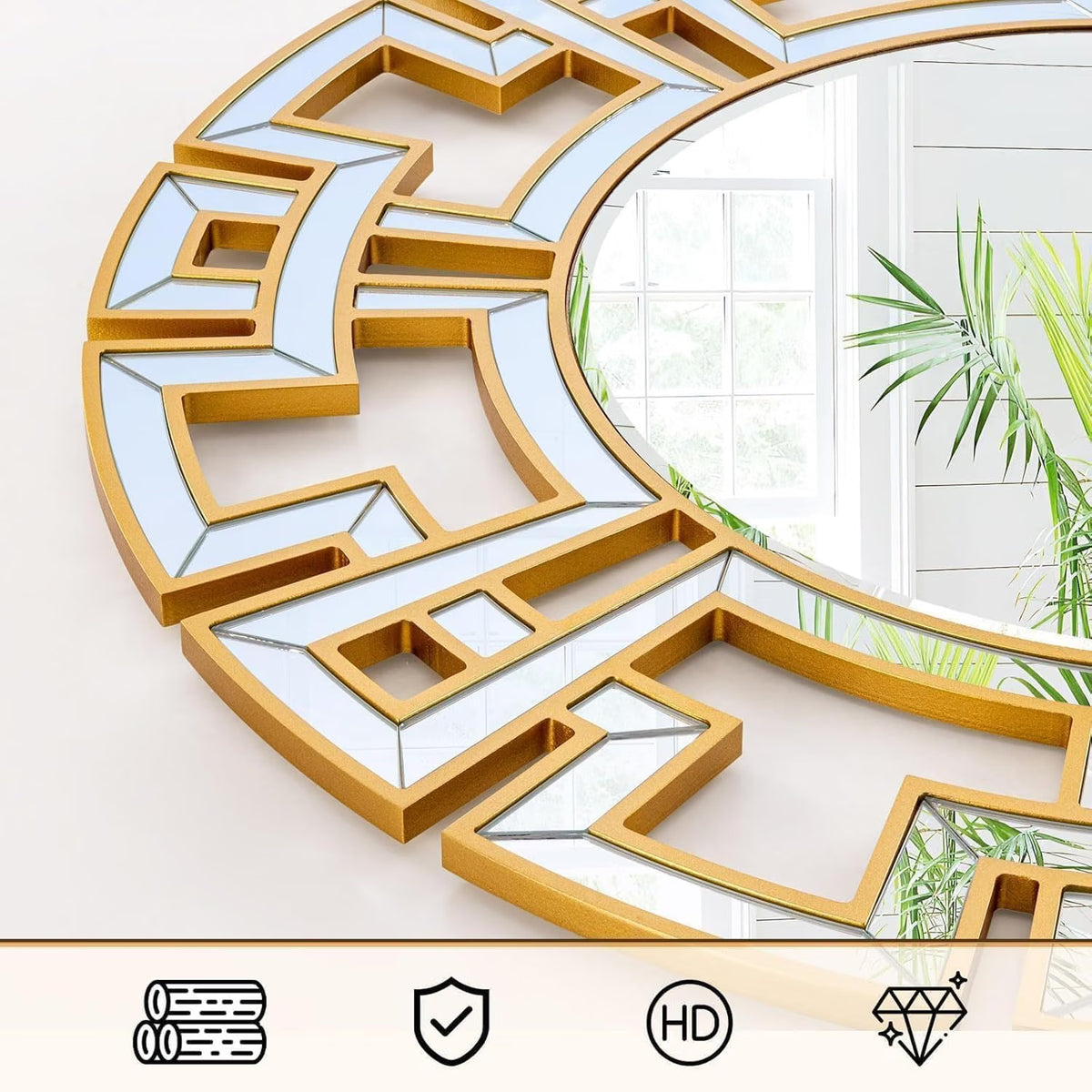 Round Wood Frame Wall Mirror