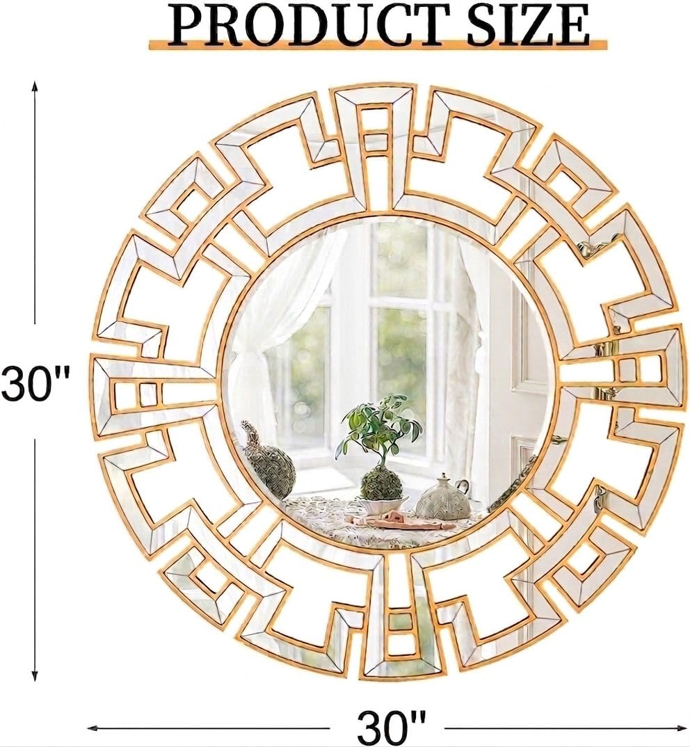Round Wood Frame Wall Mirror