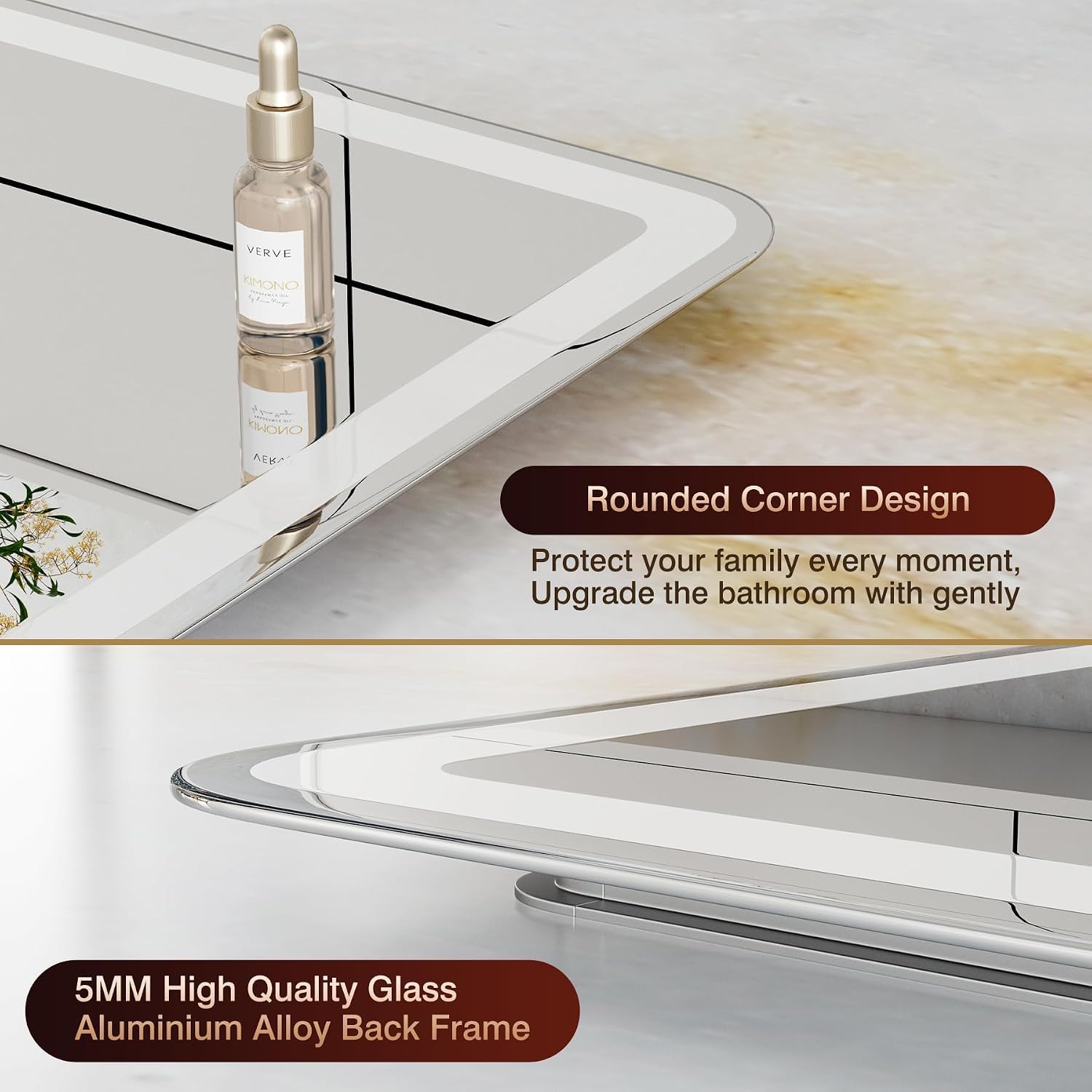 LED Mirror Sqaure Anti-Fog Frontlite Wall Mirror