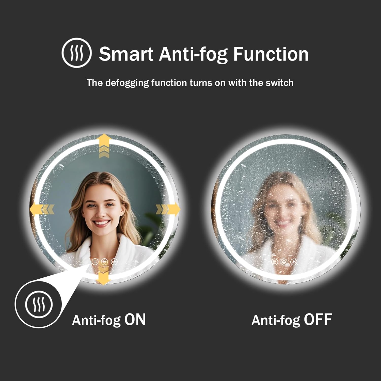 Anti-Fog LED Round Frontlite Wall Mirror