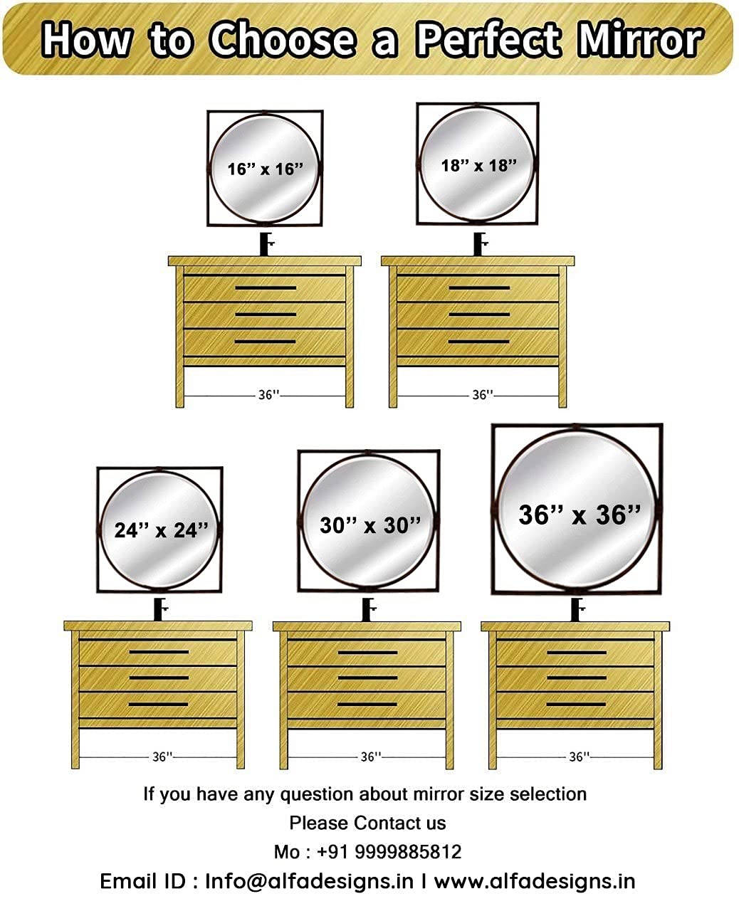 Square Wood Framed Wall Mirror