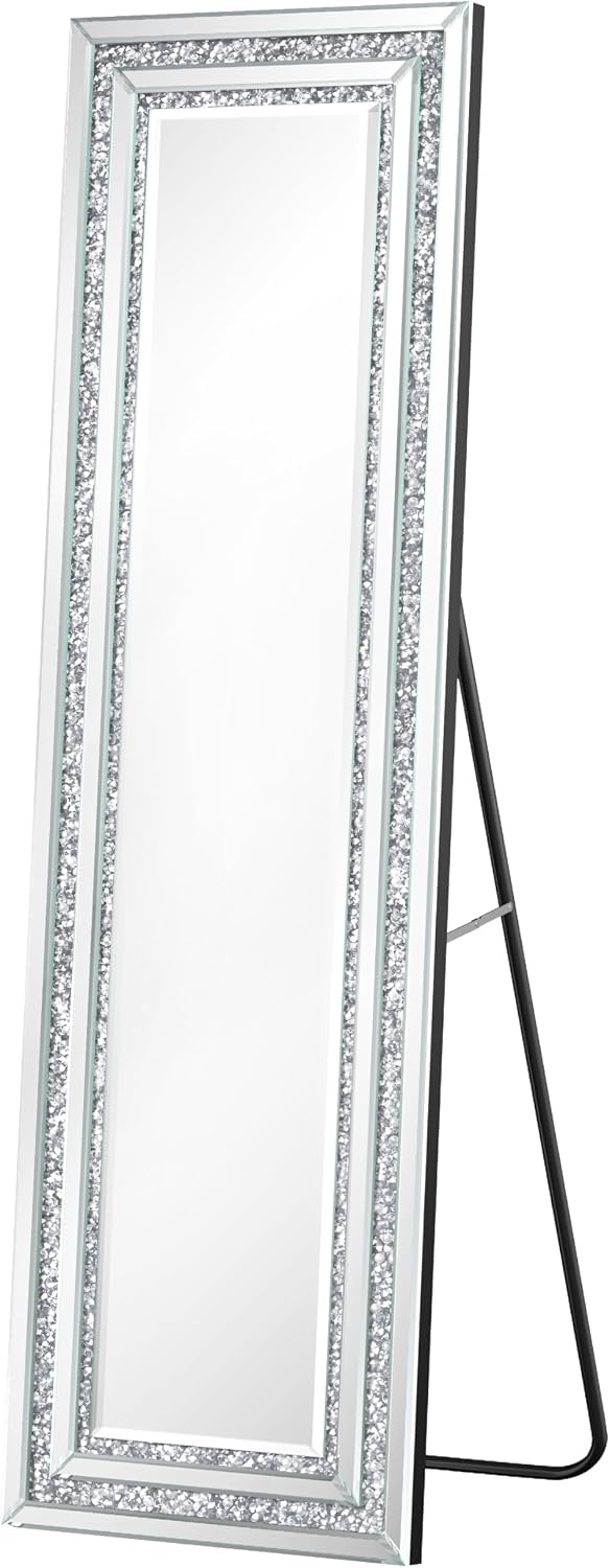 Modern Diamond Crush Framed Full-Length Standing Mirror