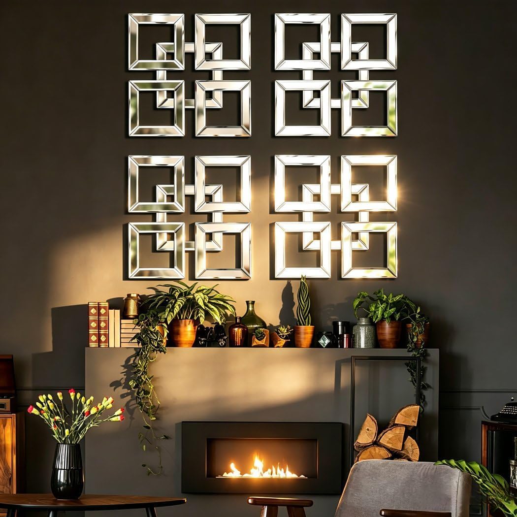 Square Shaped Wall art mirror 11.5 x 11.5 (Pack of 2)