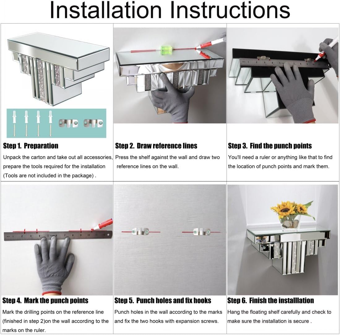 Mirrored Floating Shelves Wall Mounted