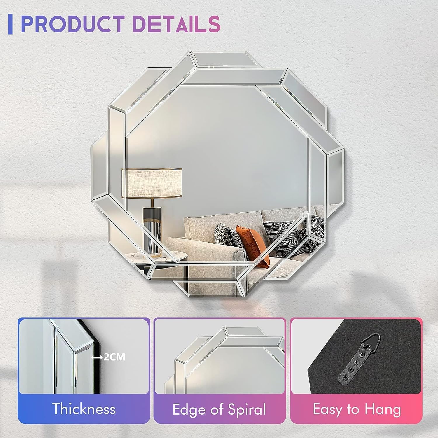 Hexa Design Round Decorative Mirror