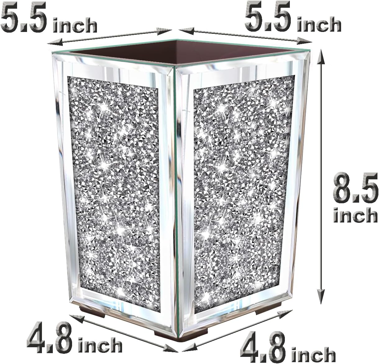 Flower Vase Crushed Diamond Mirrored Planter