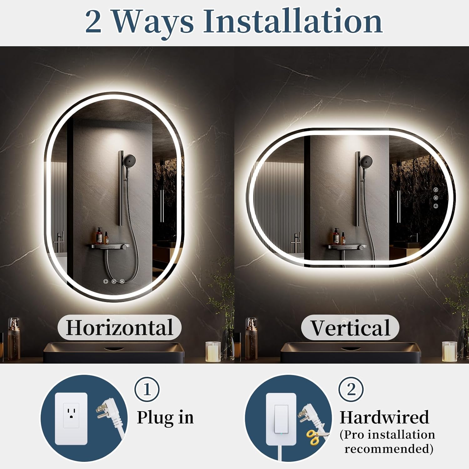 Capsule Slim LED Wall Mirror frontlite