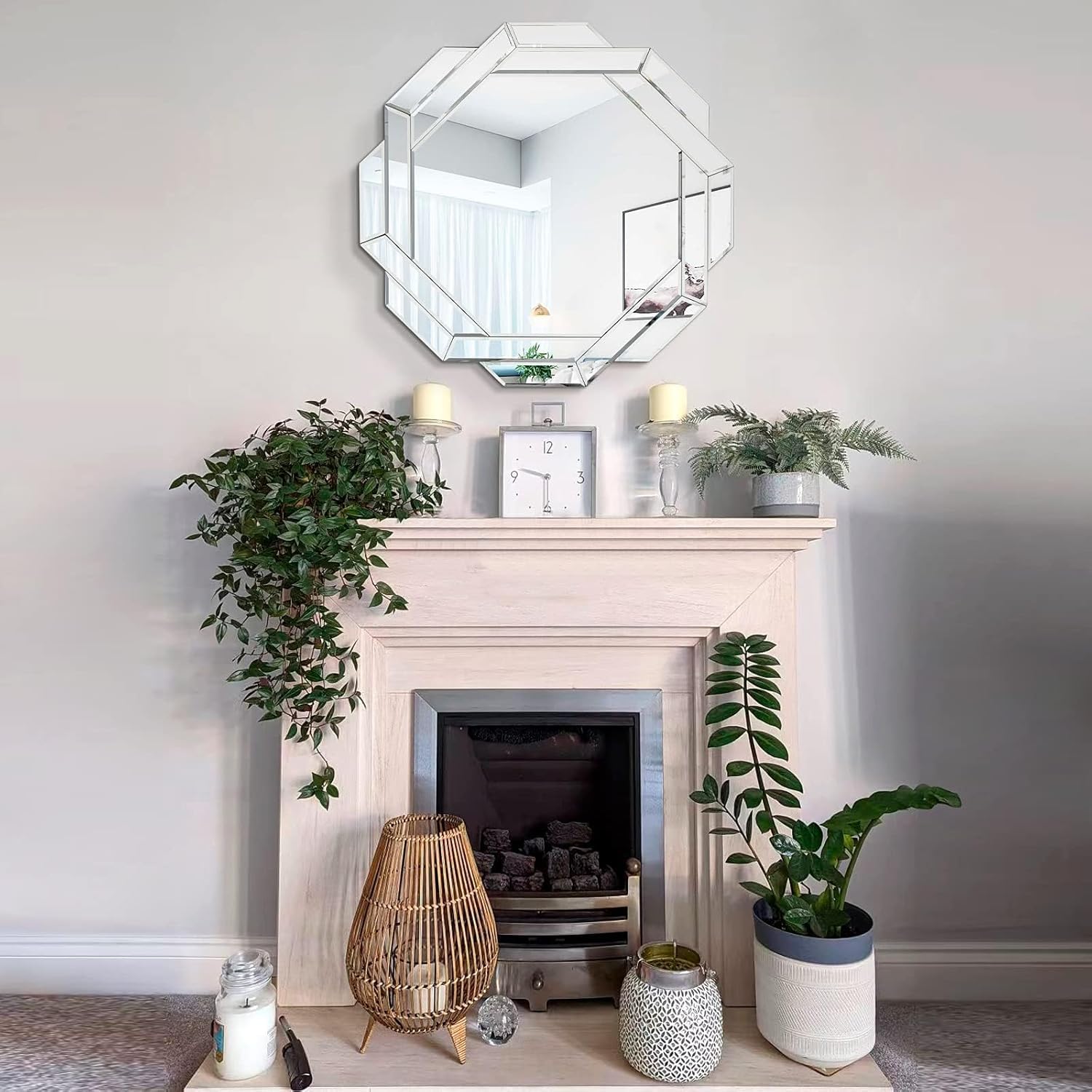 Hexa Design Round Decorative Mirror