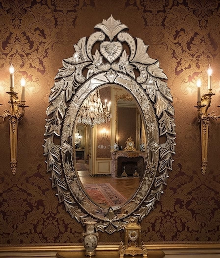 Wall Mirror Venetian-Inspired Oval-Shaped