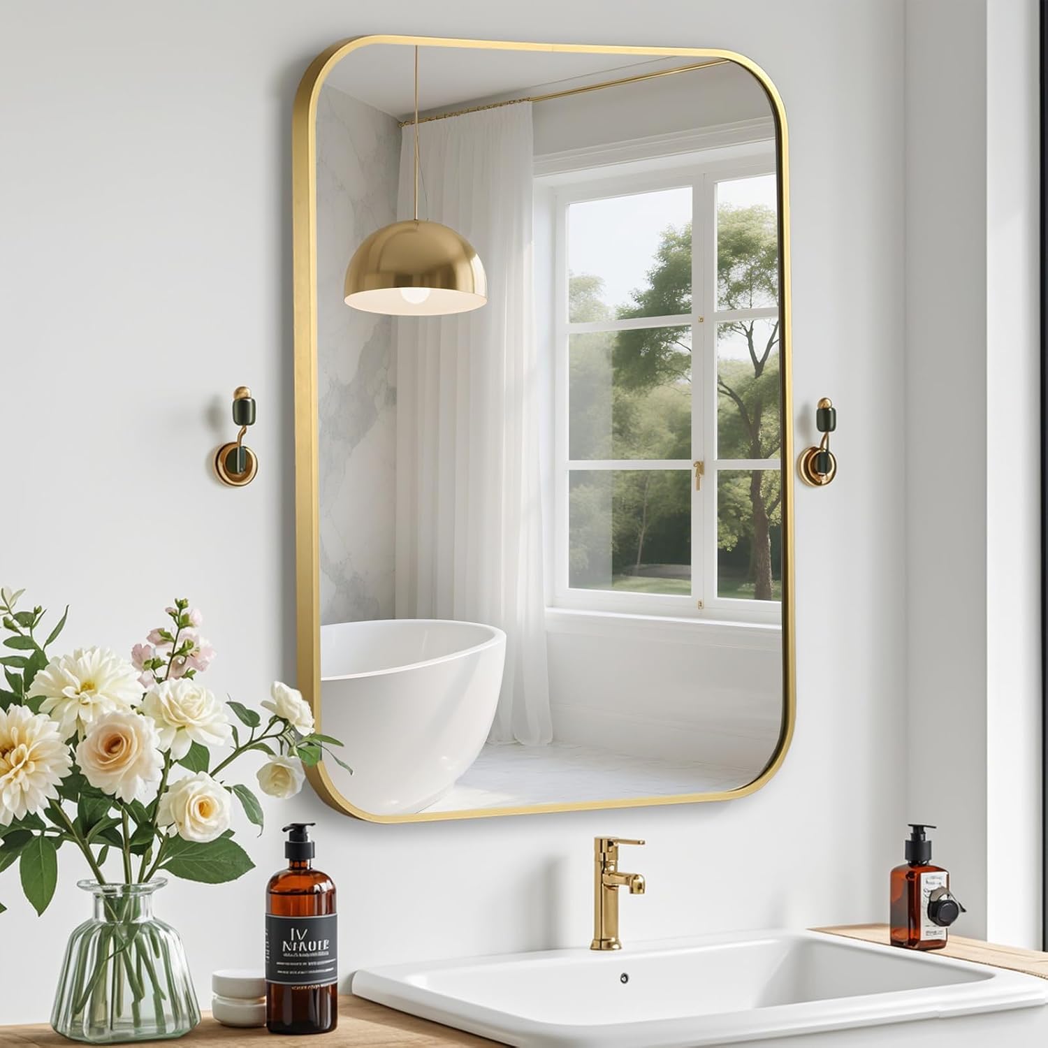 Metal Black Framed Wall Rectangular Mirror
