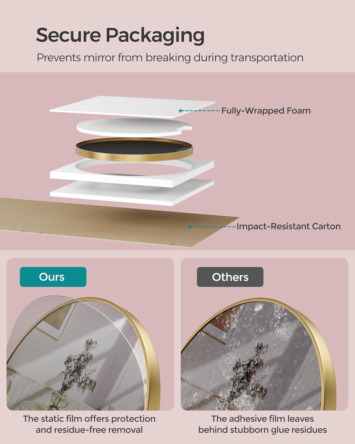 Gold Metal Framed Wall Round Mirror