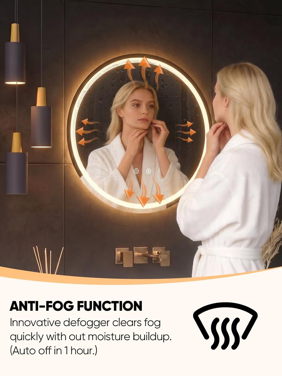 Anti-Fog LED Round Frontlite Wall Mirror