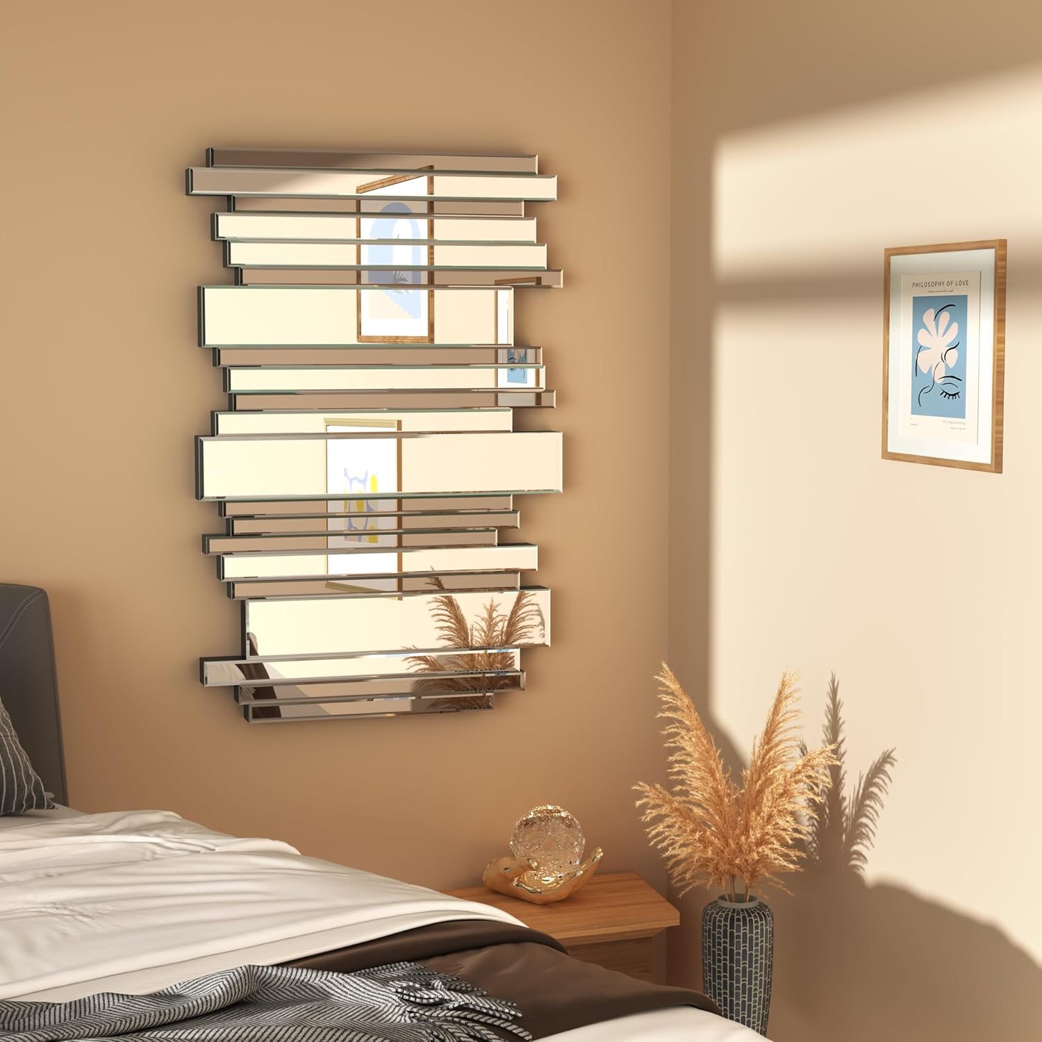 Stripe Wall Mirrors Decorative Brown Mirror