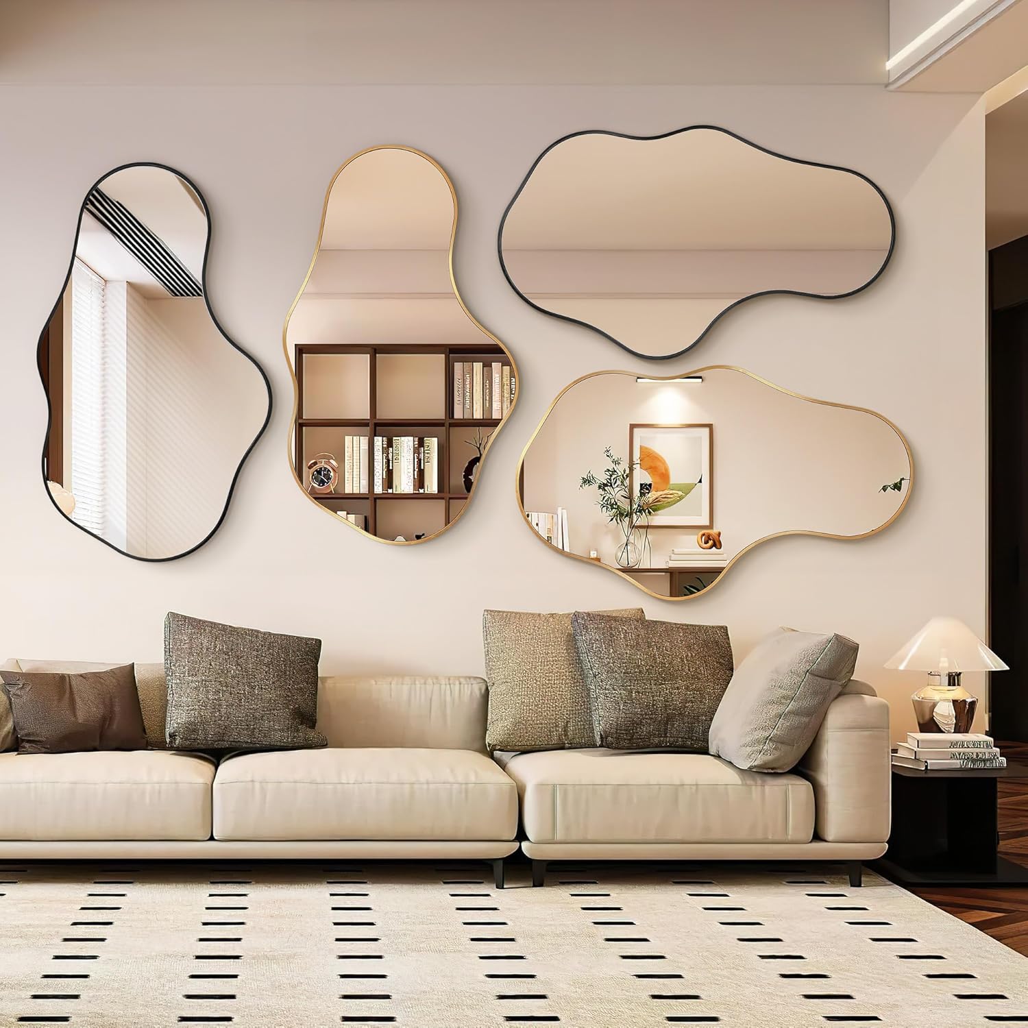 Irregular Metal Framed Wall Rectangular Mirror