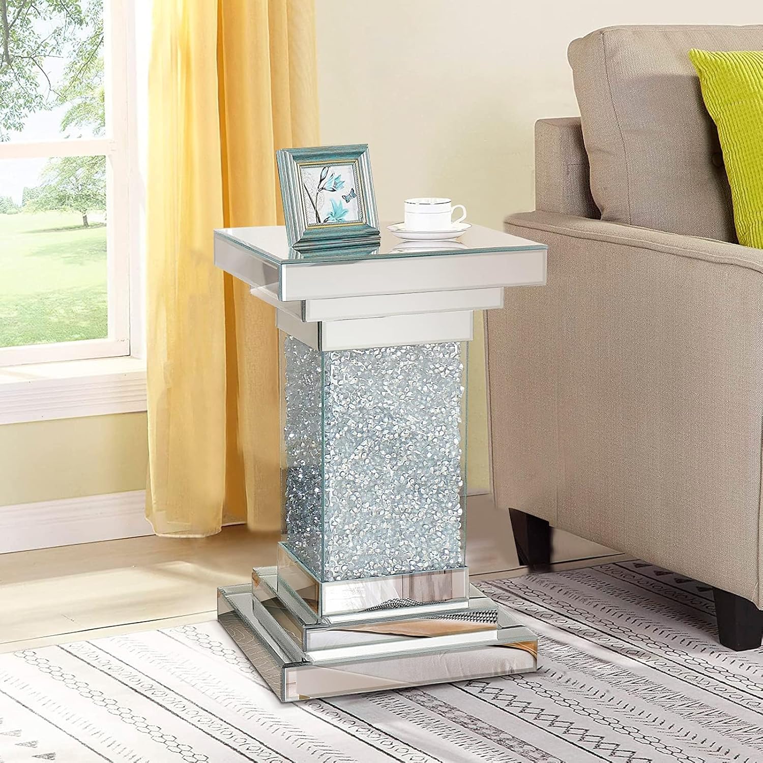 Pregaspor Silver Mirrored End Coffee Table