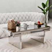 Silver Mirrored Coffee Table, 47.2" Rectangle