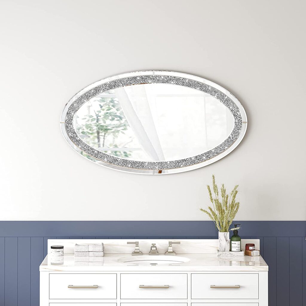 Crystal Wall Oval Mirror 36″x20″ inch