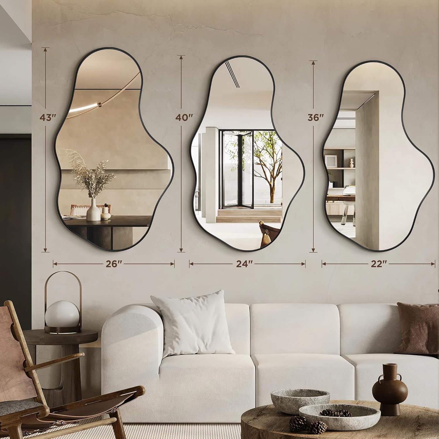Irregular Metal Framed Wall Rectangular Mirror