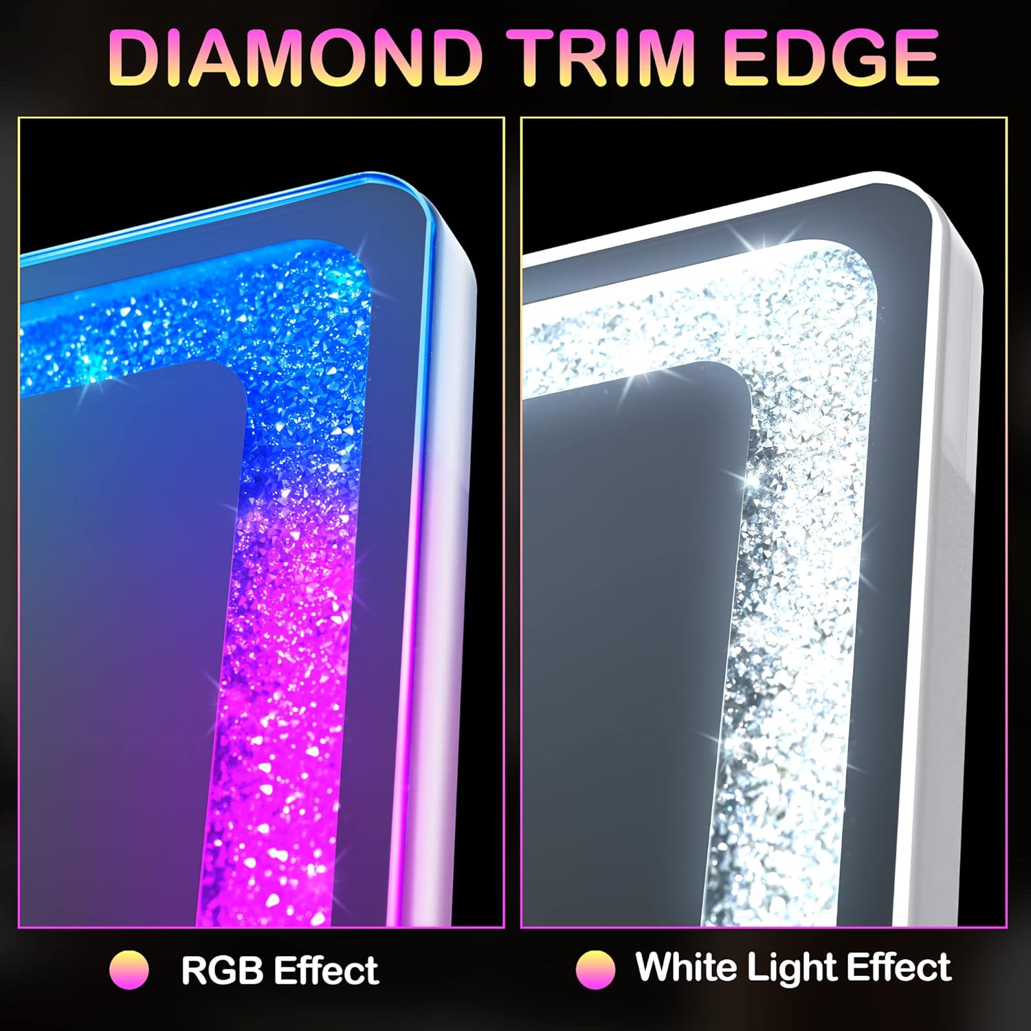 Full Length Mirror with Diamond Crush LED Lights