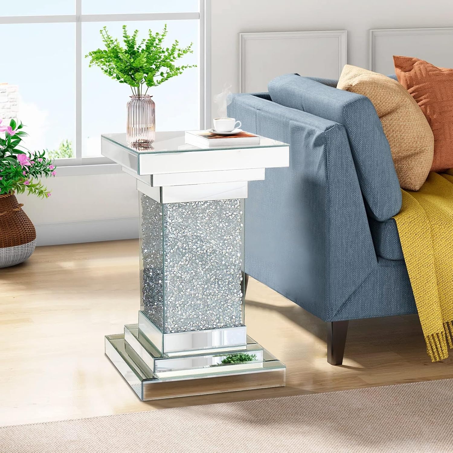 Pregaspor Silver Mirrored End Coffee Table