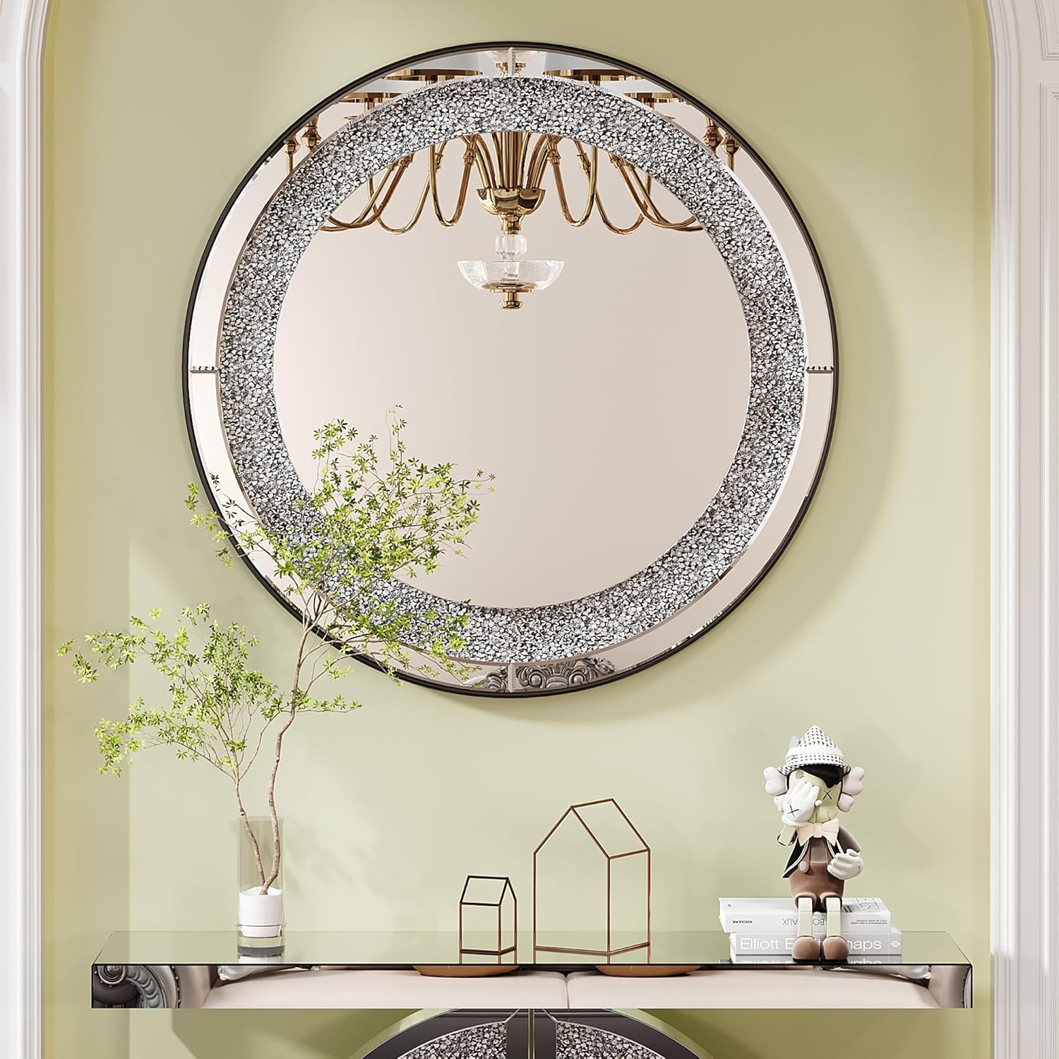 Diamond Crush Console Table with Mirror