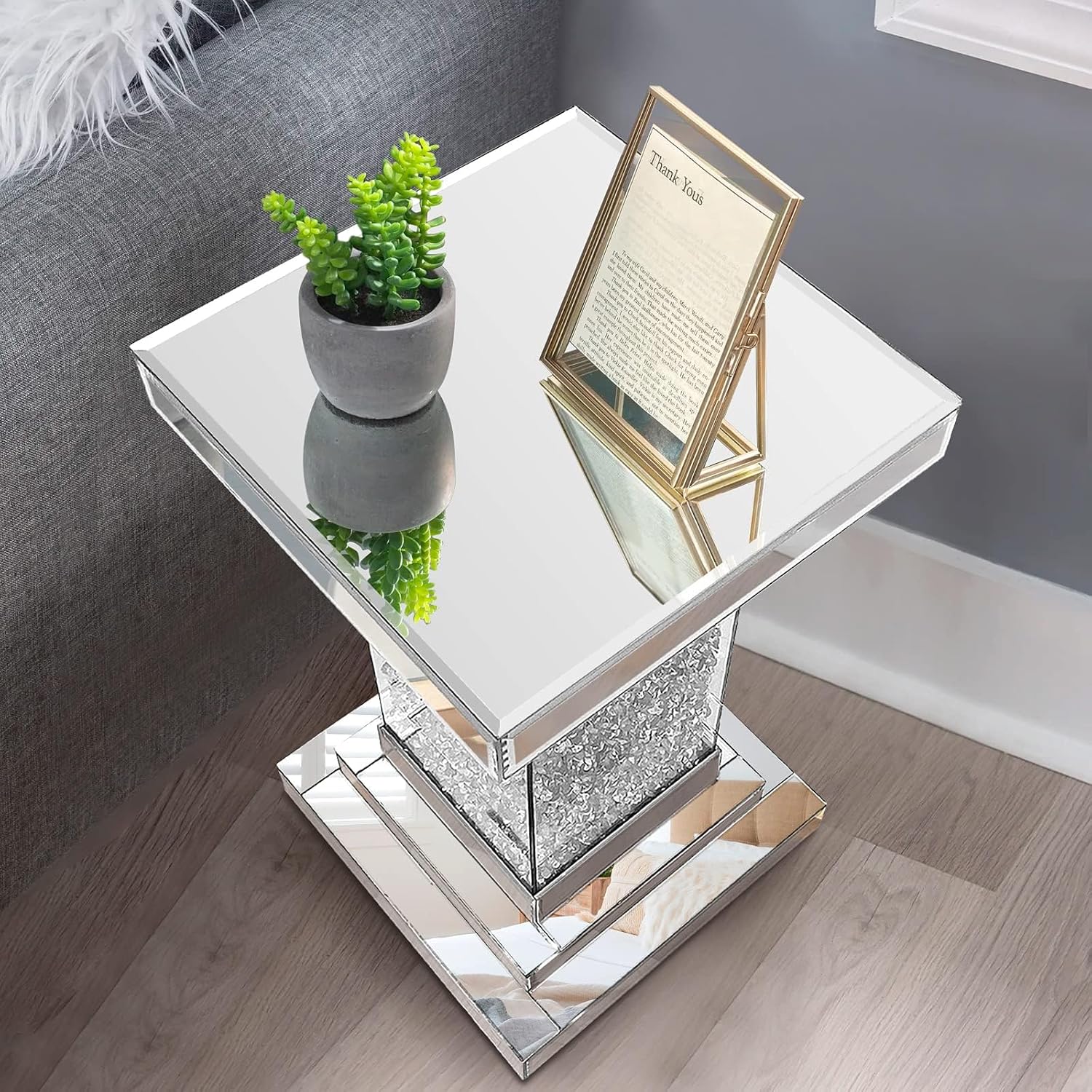 Pregaspor Silver Mirrored End Coffee Table