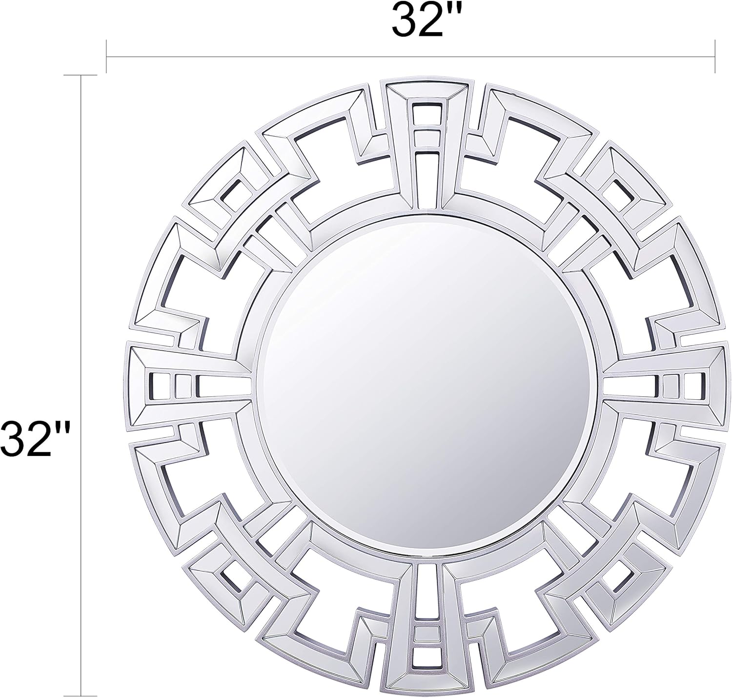 Wood Framed Round Mirrors for Wall Decor, 32''