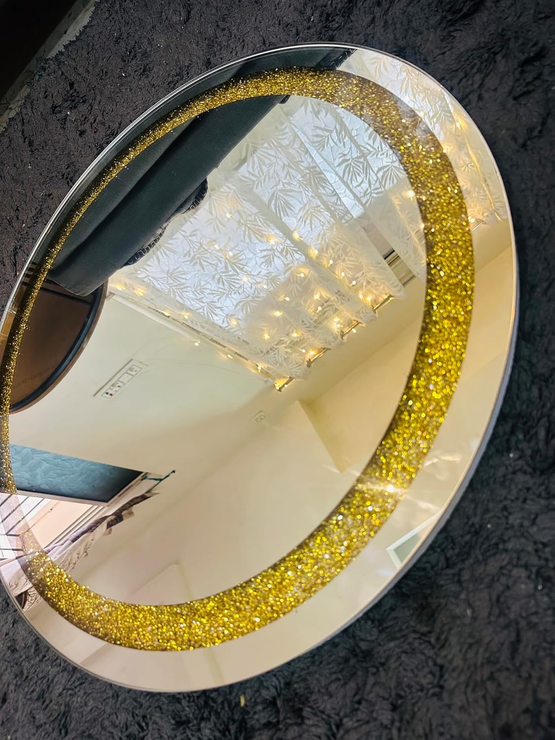 Diamond Crush Crystal Round Wall Mirror