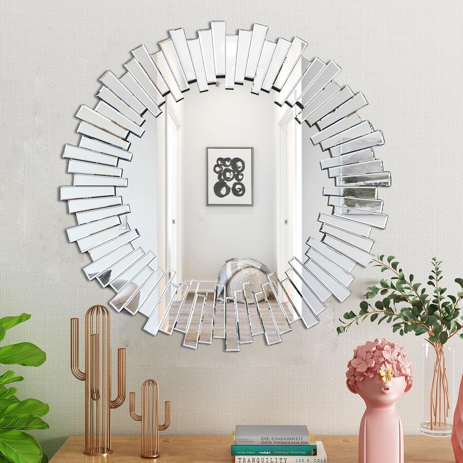 Sunburst Design Round Decorative Mirror