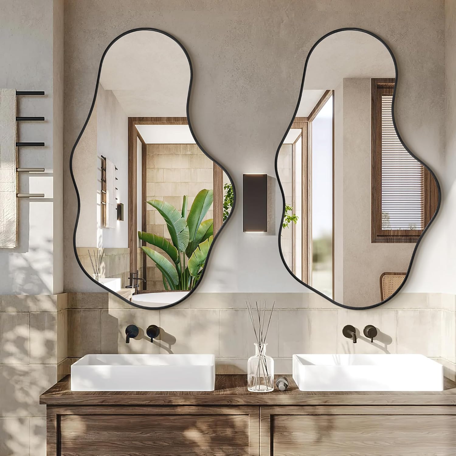 Irregular Metal Framed Wall Rectangular Mirror