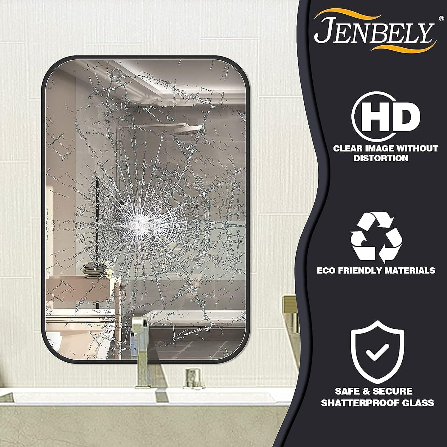 Metal Black Framed Wall Rectangular Mirror