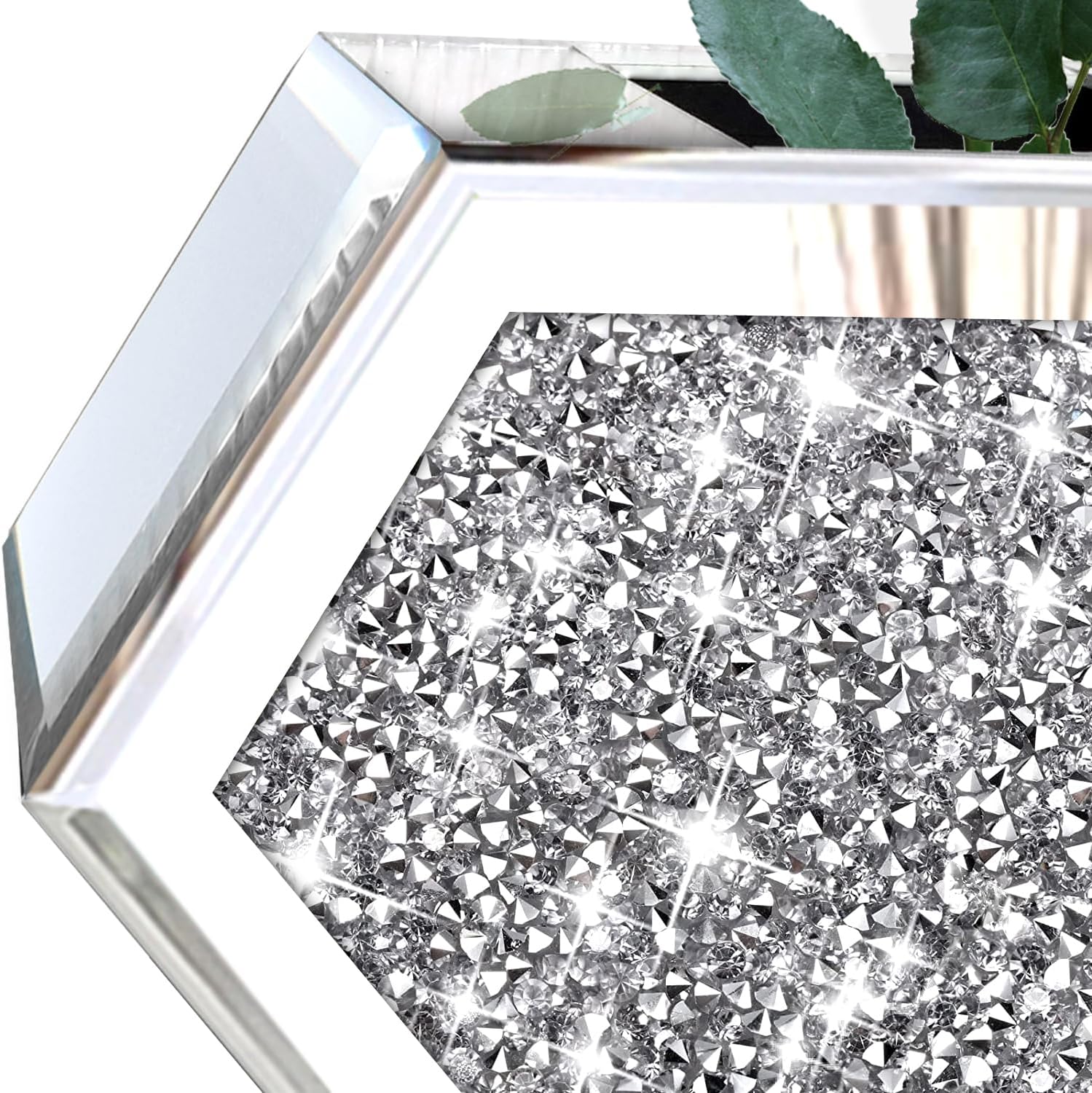 Flower Vase Crushed Diamond Mirrored Hanging Planter Set of 2